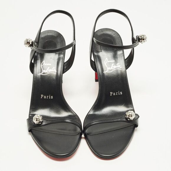 Christian Louboutin Atmospheria Size 41 Black Leather Ankle Strap Sandals - Picture 3 of 7